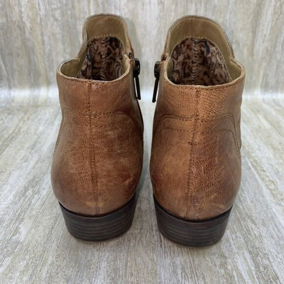 Lucky Brand Boots Womens Size 8 M Brolley Brown Tan Ankle Zip Heel Booties - Picture 6 of 14